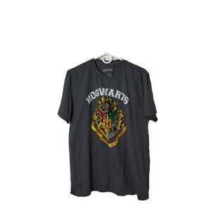 Harry Potter Hogwarts Graphic Tee Shirt Charcoal Grey Mens Large Crest